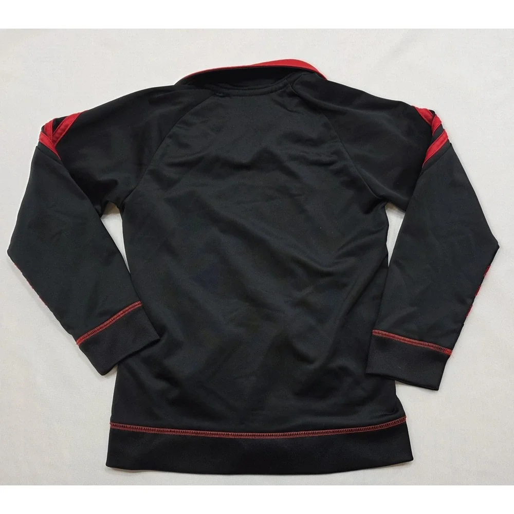 Adidas Boy's Black w Red‎ Stripes Zip Up Pocketed Jacket. Size 7